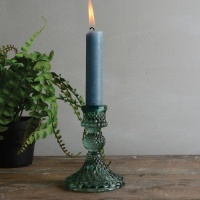 Harlequin Glass Candlestick in Green by Grand Illusions